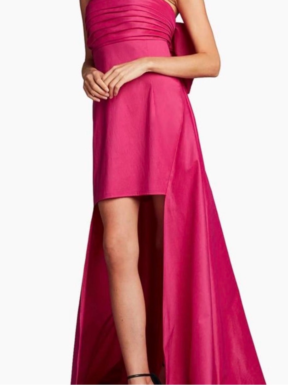 Tadashi Shoji Hot Pink Strapless High-Low Gown